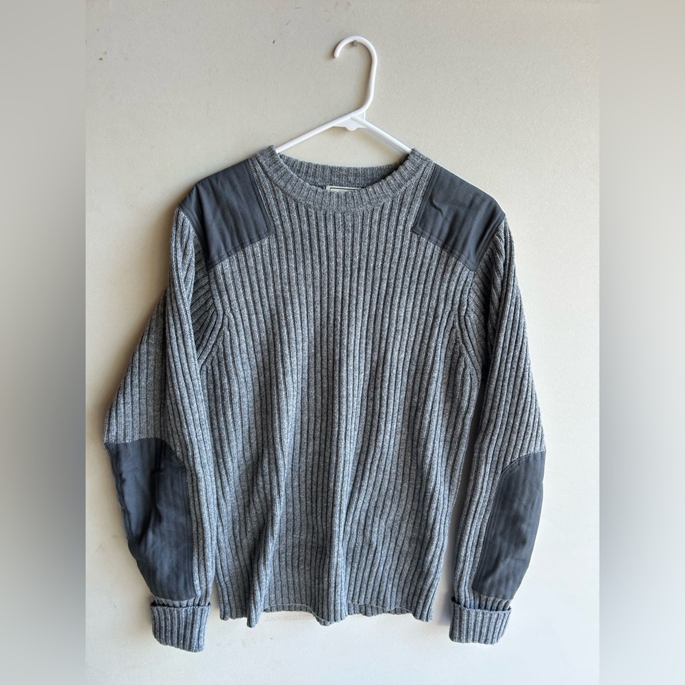 L.L. Bean Men's Gray Ribbed Crewneck Commando Sweater